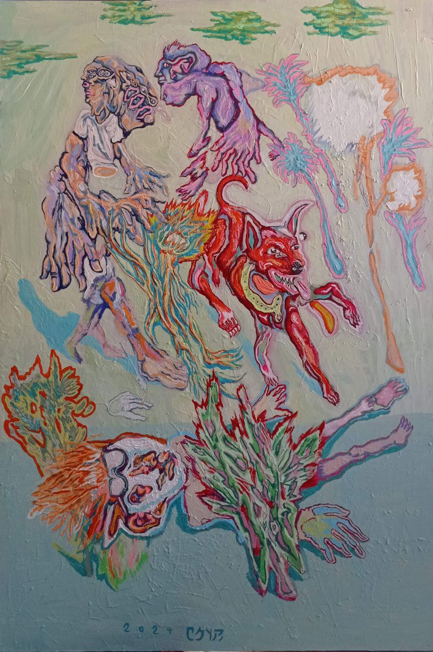 "I'm the Biggest Dog in the Yard" Painting